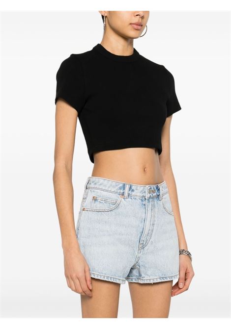 Black logo-embossed cropped top - women ALEXANDER WANG | 4CC2241468001